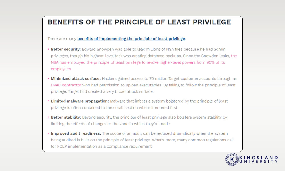 risk of not using principle of least privilege