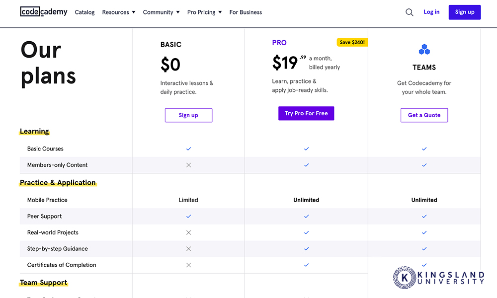 codecademy pricing